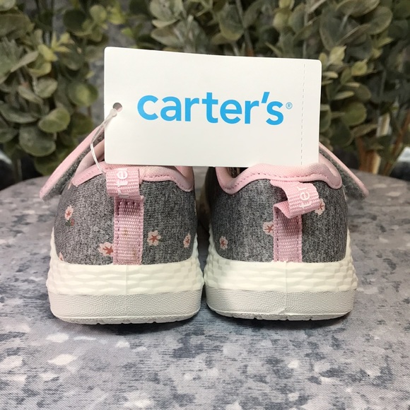 Girl’s (Baby) Size 5M Carter’s Lorena Grey & Pink Floral Velcro Sneakers ✨NWT✨ - Picture 4 of 8